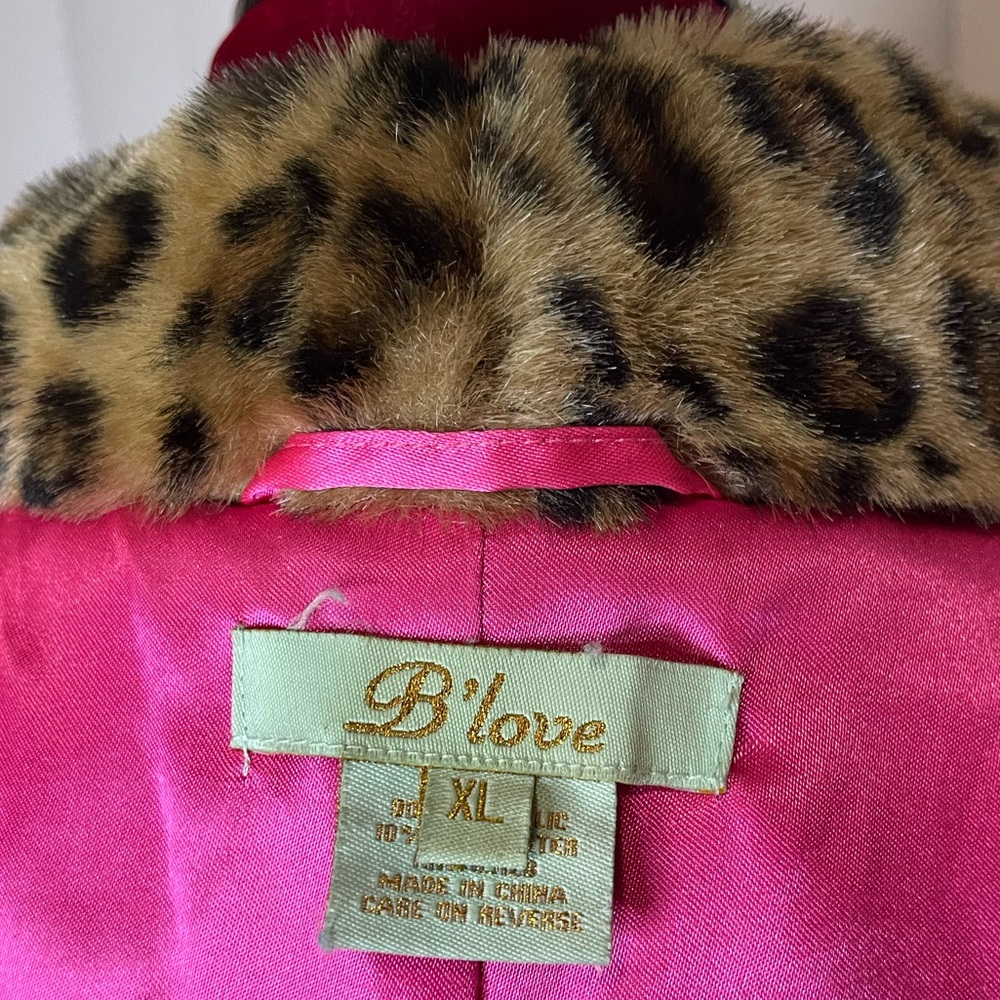 Vintage B’Love Animal Print Crop Faux Fur Jacket Size XL Pristine Condition - Picture 9 of 11